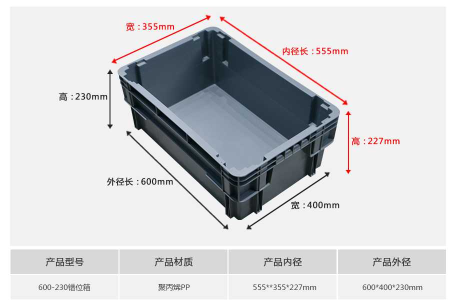 軒盛塑業(yè)600-230錯(cuò)位塑料物流箱