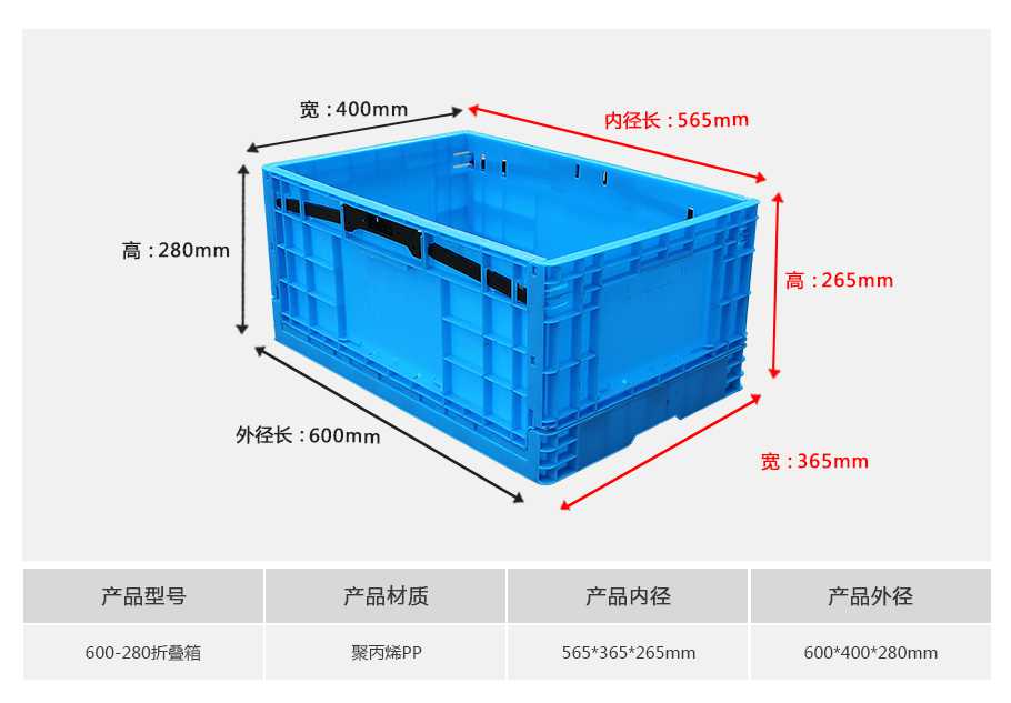 軒盛塑業(yè)600-280塑料折疊周轉(zhuǎn)箱