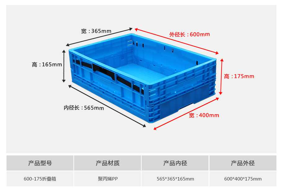 軒盛塑業(yè)600-175塑料折疊周轉(zhuǎn)箱