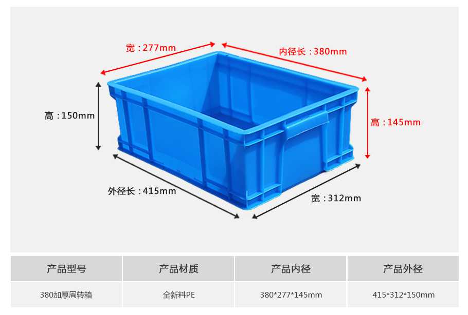 軒盛塑業(yè)380塑料周轉(zhuǎn)箱厚箱