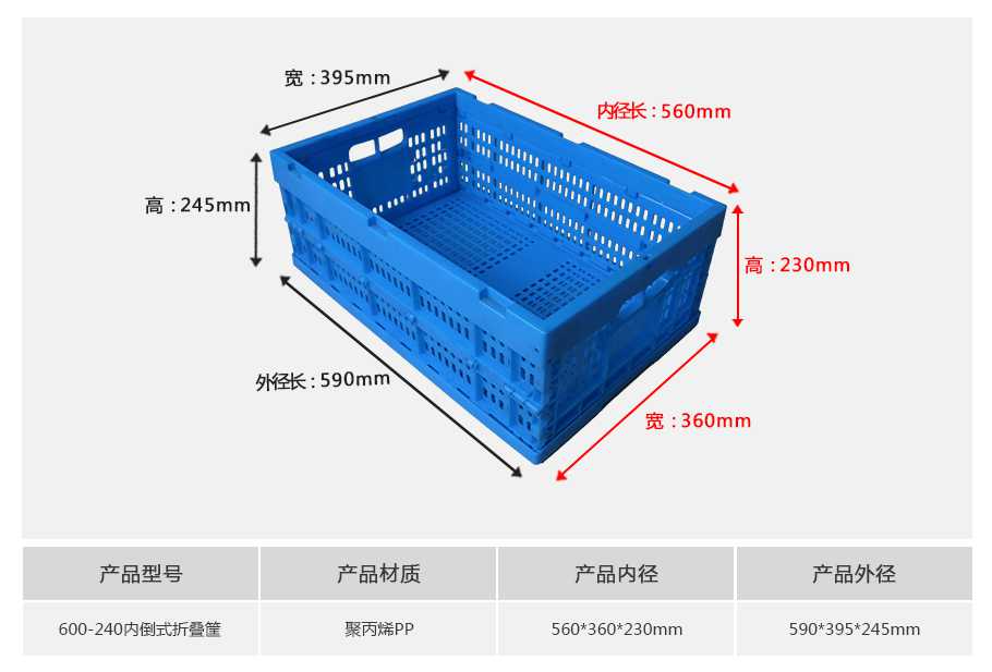 軒盛塑業(yè)600-240塑料內(nèi)倒式折疊周轉筐